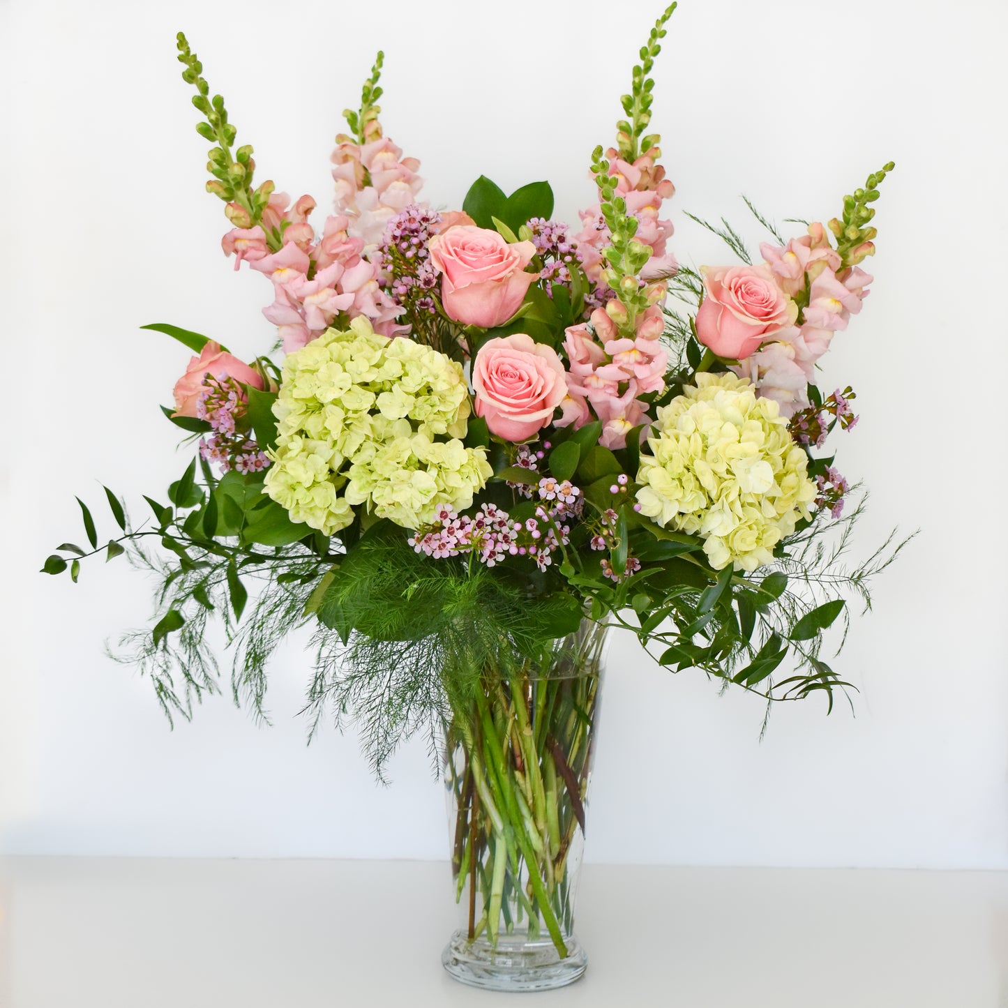 Mother's Day Special - Green & Pink Tall Vase Arrangement