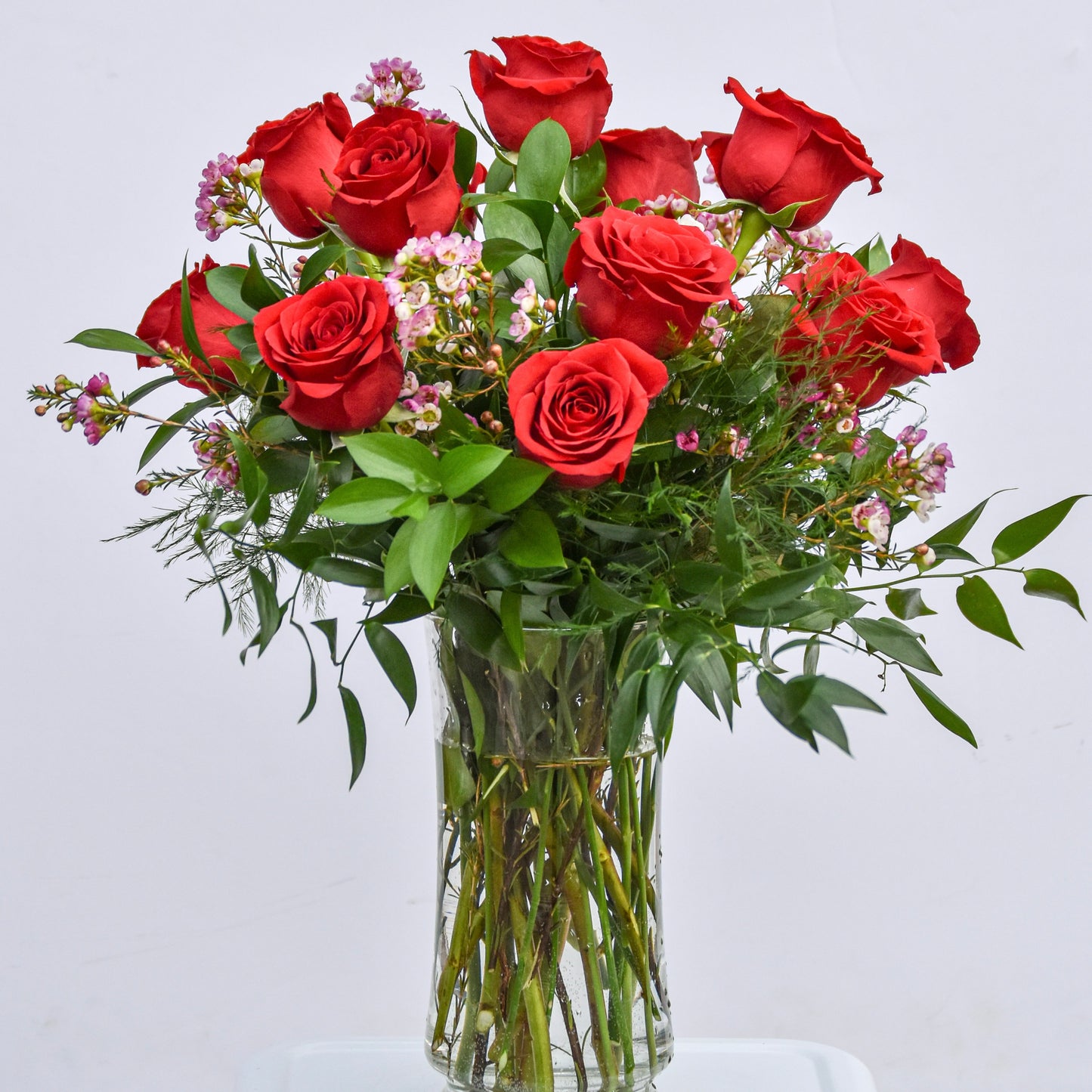 Valentine's Day Dozen Red Roses in a Vase