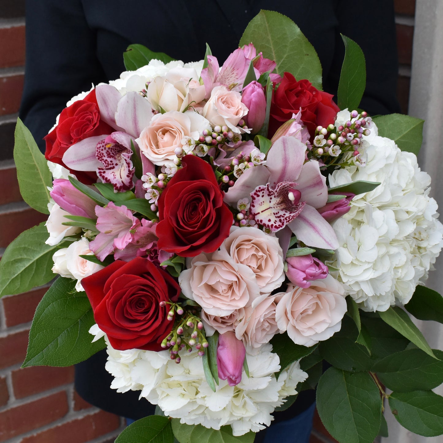 Valentine's Day Red,White,Pink Mixed Bouquet