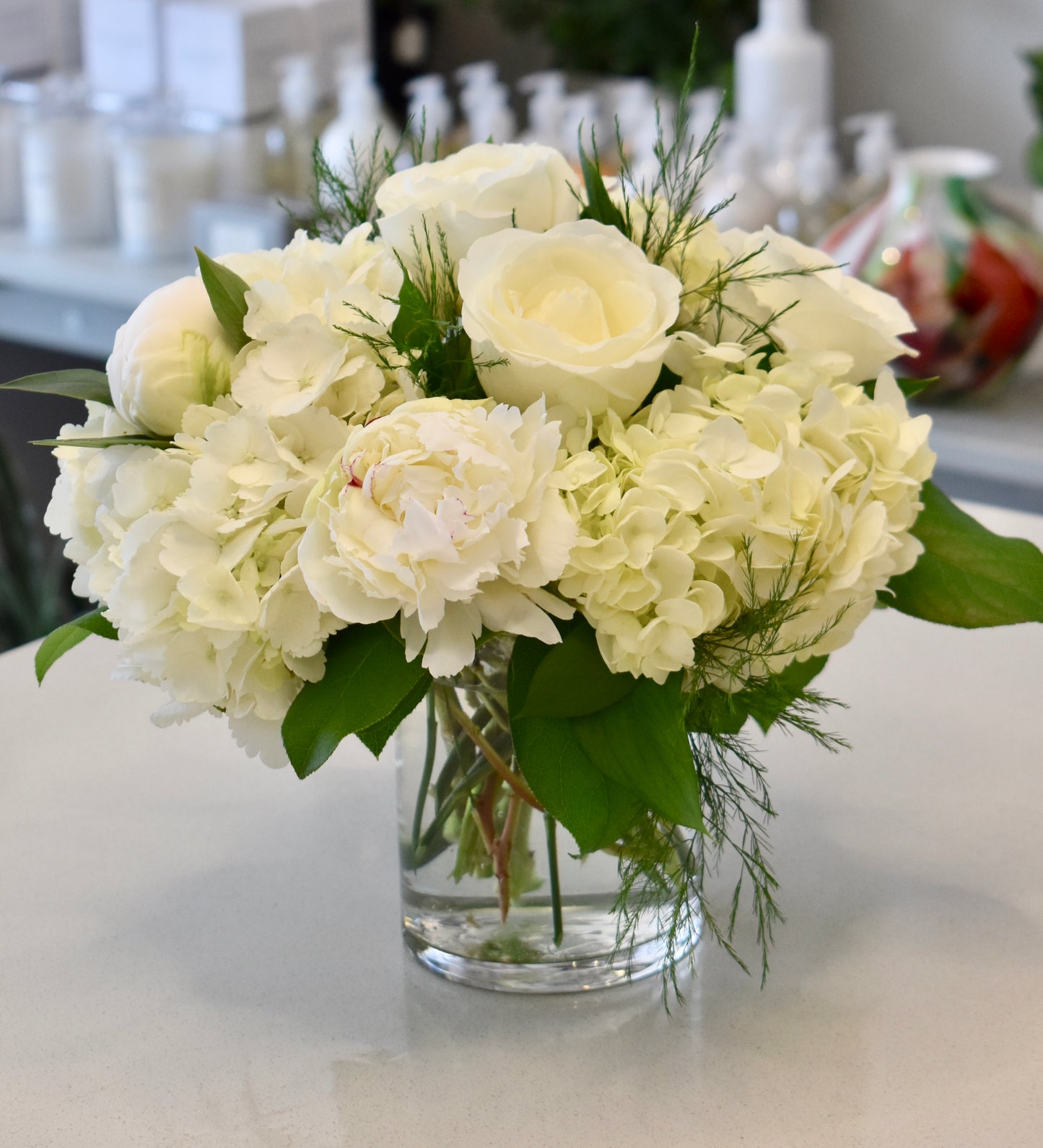 Soft Spring Whites Centrepiece